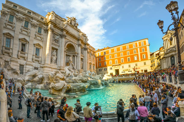 The Trevi Fountain is certainly the most spectacular and best known of the fountains in Rome, and part of the aqueduct that Marco Vipsanio Agrippa brought to Rome in 19 BC.  to feed its thermal baths