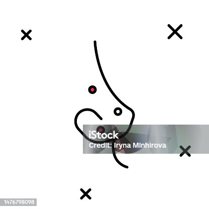 istock Filled outline Acne icon isolated on white background. Inflamed pimple on the skin. The sebum in the clogged pore promotes the growth of a bacteria. Vector 1476798098
