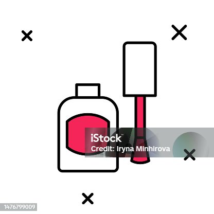 istock Filled outline Bottle of nail polish icon isolated on white background. Vector 1476799009