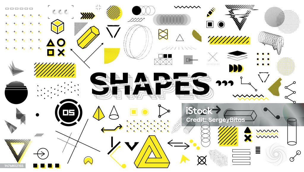 Shape Style Elements Geometric Sign Shapes Elements In Memphis Style Stock Illustration ...