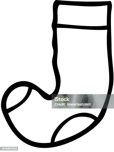 Line Drawing Cartoon Old Sock Stock Illustration - Download Image Now ...
