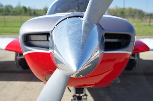 Looking at small airplane propeller close up