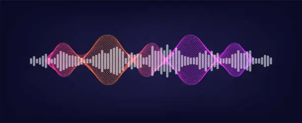 Vector illustration of Voice assistant - sound wave. Sound recognition concept and AI assistant voice