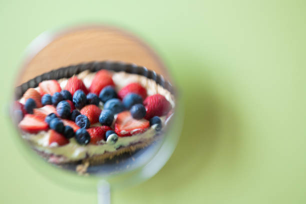 Overhead View of Kiwi Tart with Cherry on Top in Zihuatanejo, Guerrero, Mexico
