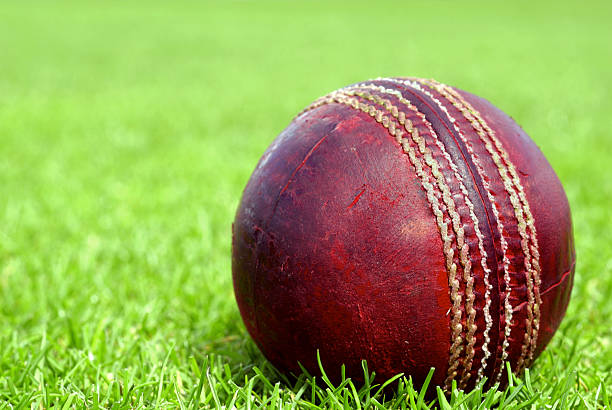 istock Cricket Ball with copy space to the left 147680660