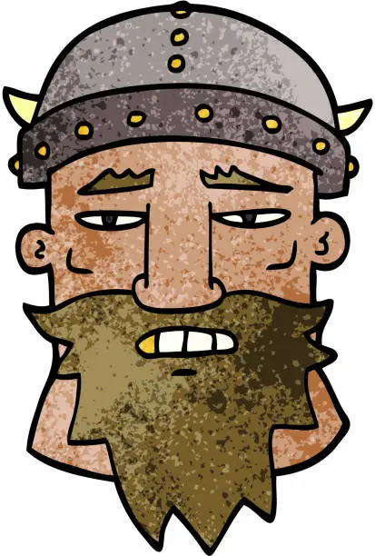 Vector illustration of cartoon doodle angry warrior