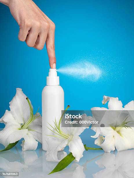 Woman Press A Button On Can Stock Photo - Download Image Now - Flower, Hairspray - Hair Product, Spraying