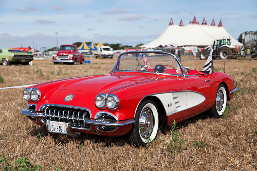 Pleyber-Christ, France - August, 26 2022: 1958 Chevrolet Corvette convertible.