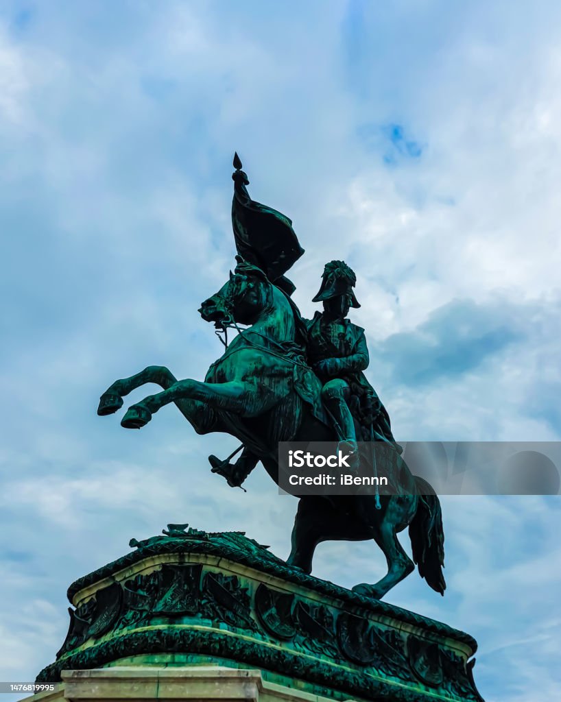 Statue of Archduke Karl Equestrian statue of Archduke Charles (Erzherzog Karl) on Heldenplatz square, Vienna, Austria. Archduke Stock Photo