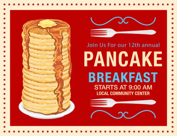 Vector illustration of Pancake Breakfast Invitation Template