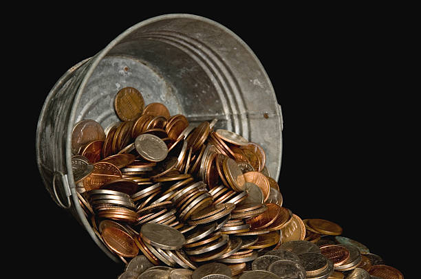 Bucket Of Money stock photo