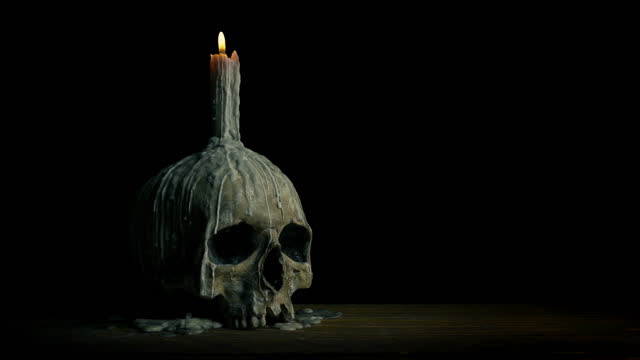 Isolated Skull And Candle Gothic Medieval Element - With Alpha Channel