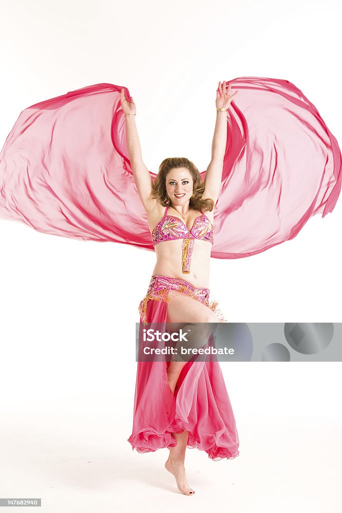 美しいカーリーの女性レッドのダンスドレス - アジア大陸のロイヤリティフリーストックフォト