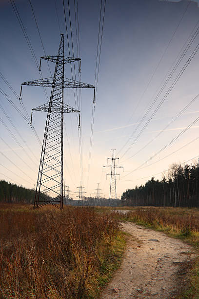 electric towers stock photo