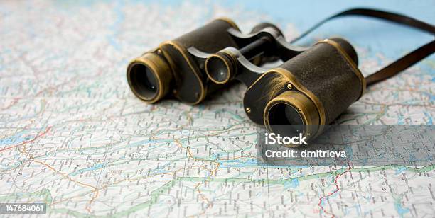 Travel Stock Photo - Download Image Now - Binoculars, Map, Cartography