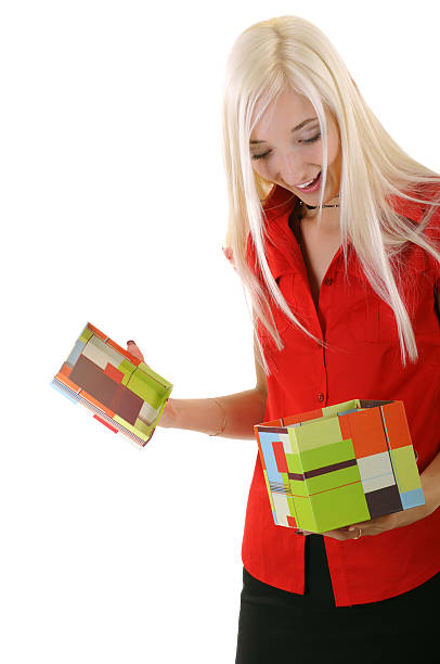 Women with present stock photo