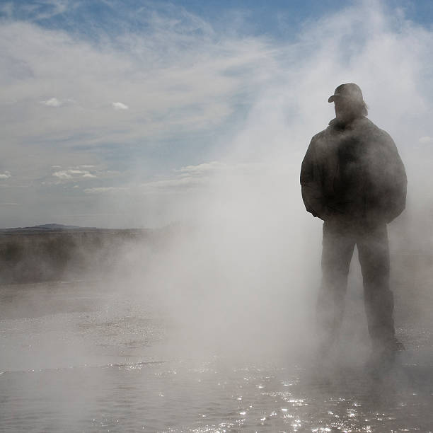 istock Contrasted man in water vapor 147684448