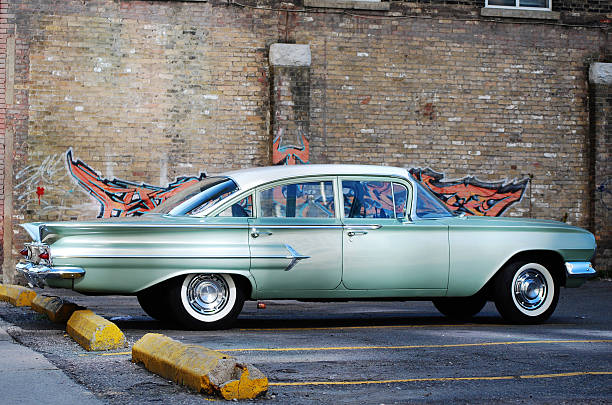istock Green vintage car 147685041