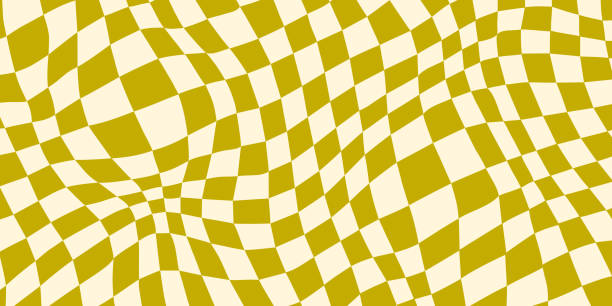 Green trippy checkerboard background. Retro psychedelic checkered wallpaper. Wavy groovy chessboard surface. Distorted geometric pattern. Abstract vector backdrop Green trippy checkerboard background. Retro psychedelic checkered wallpaper. Wavy groovy chessboard surface. Distorted geometric pattern. Abstract vector backdrop music style stock illustrations