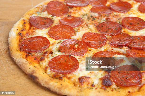 Pepperoni Pizza Stock Photo - Download Image Now - Pepperoni Pizza, Baked, Cheese