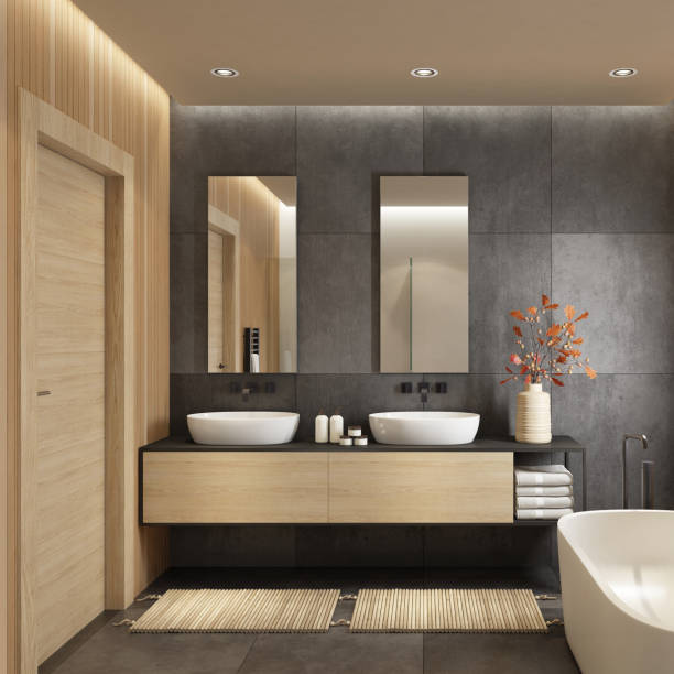 istock Modern minimalist Scandinavian bathroom 1476870590