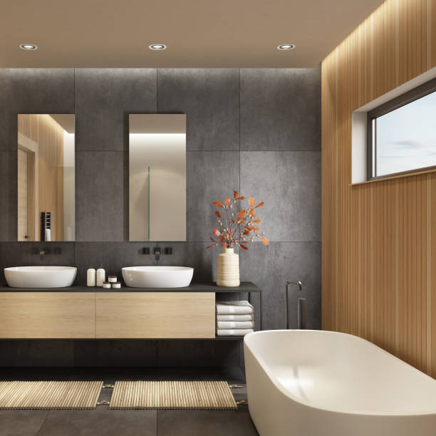 istock Modern minimalist Scandinavian bathroom 1476870596