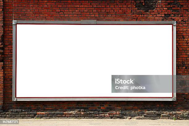 Billboard On A Brick Wall Stock Photo - Download Image Now - Billboard, Brick Wall, Old