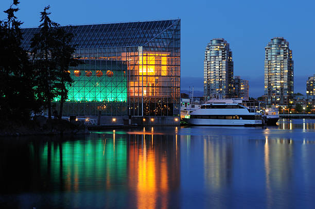 istock False creek night scene with glass building, vancouver 147687843