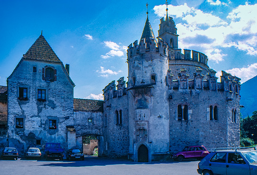 1989 old Positive Film scanned, parking lot of Novacella Abbey, Bolzano, Italy.