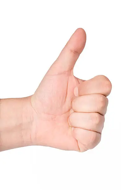 Man`s hand with thumbs up