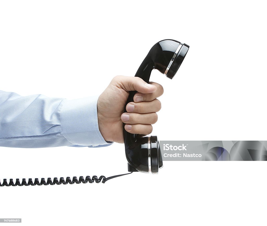 Mão segurando um telefone - Foto de stock de Antigo royalty-free