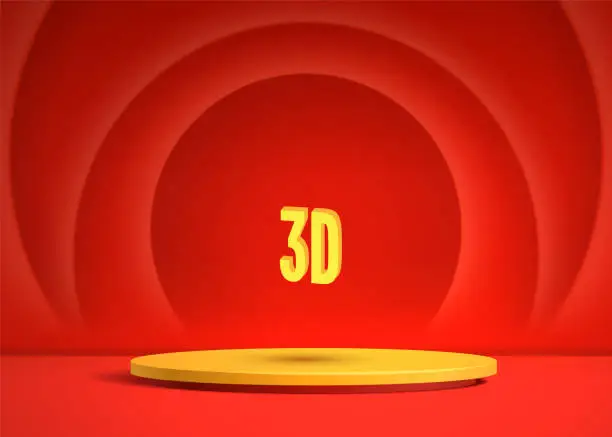 Vector illustration of Podium pedestal realistic 3D vector illustration
