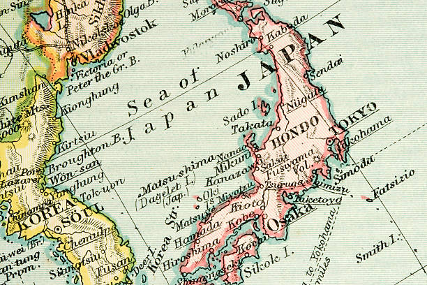 istock Close-up of a world map showing Japan 147688955
