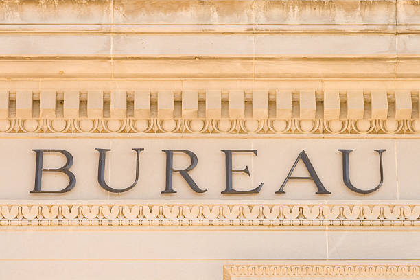 istock Word "Bureau" on Building Facade, Washington, DC, USA 147689596