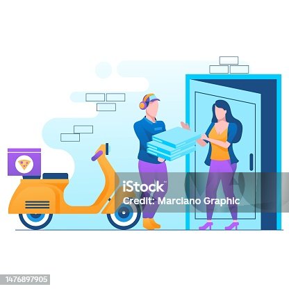 istock Customer Delivery Character. Order Transportation, Male Occupation. Customer Commercial Order Concept for web Banner Infographics Images. Flat Isometric Illustration Isolated on White Background 1476897905