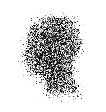 abstract head of a male human made of particles design