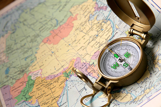 Compass On Map stock photo