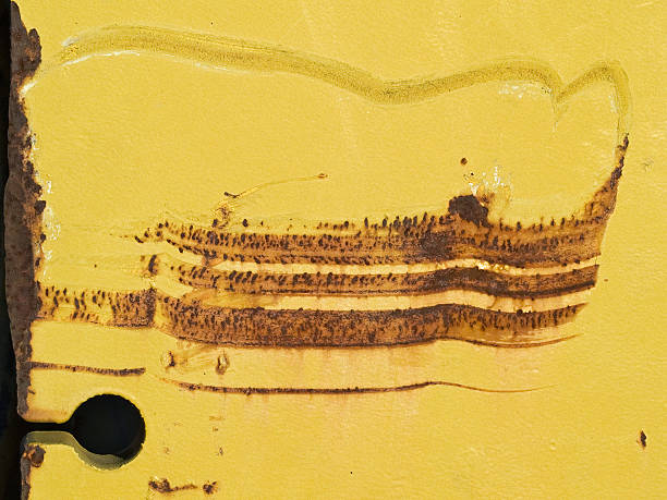 Rusty Steel Yellow Paint stock photo