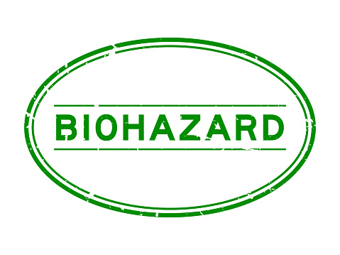 Grunge Green Biohazard Word Oval Rubber Seal Stamp On White Background