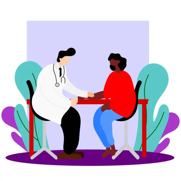 Vector illustration of Doctor examining patient illustration