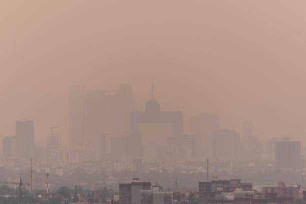 contaminación en la ciudad de méxico, mala calidad del aire - contingencia ambiental - smog mexico mexico city air pollution fotografías e imágenes de stock