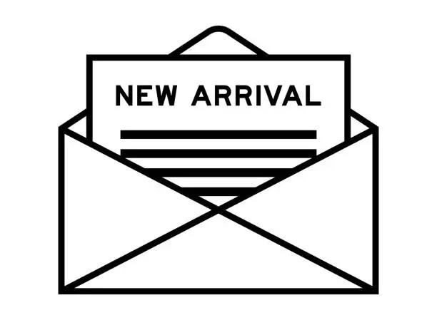 Vector illustration of Envelope and letter sign with word new arrival as the headline