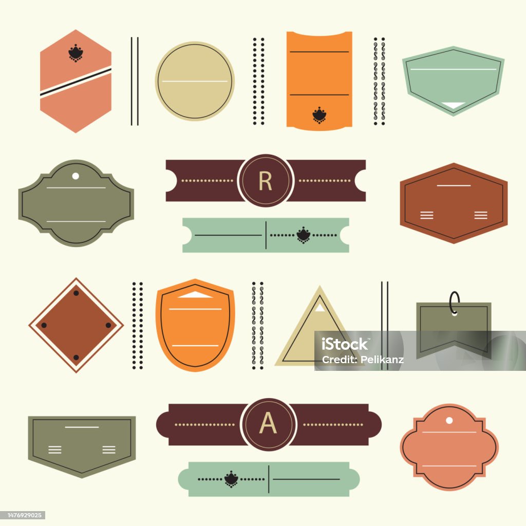 Empty Assorted Shapes Modern Labels Banners Stickers And Dividers Flat ...