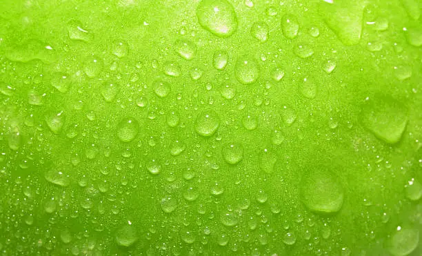 Photo of Close-up green apple with waterdrops