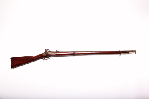 Photo of an American Civil War musket. There is clipping path included for easy removal from the background. FYI the clipping path does not include the shadow.
