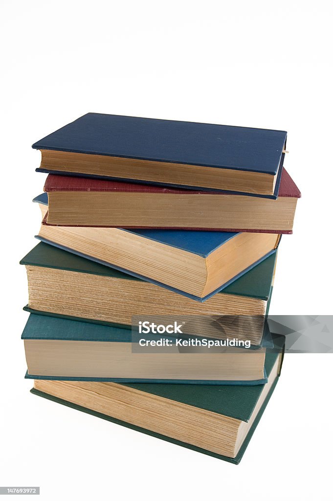 Looking down at a stack of old books Looking down at a stack of old vintage books Book Stock Photo