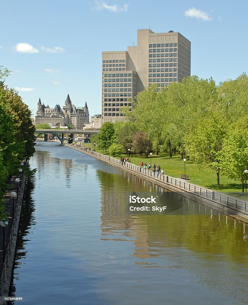 Rideau canal scenery scenery along the Rideau Canal with Canada's Department of National Defence and the Chateau Laurier in the background Ottawa Stock Photo