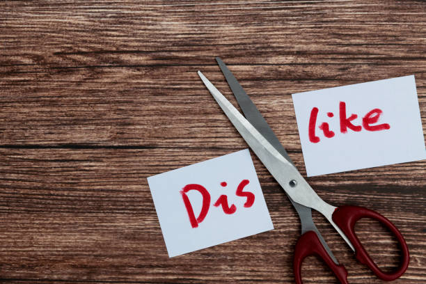 istock Scissor cutting text dislike to like 1476962469