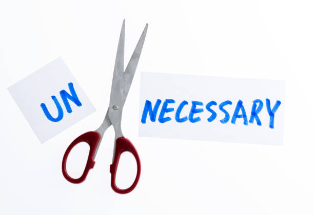 Scissor cutting word unnecessary to necessary