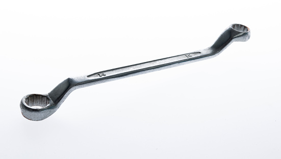 Open end wrench on white background